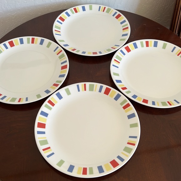 COPY - Corelle Colorful “Memphis” 4 Dinner Plates - Picture 3 of 11